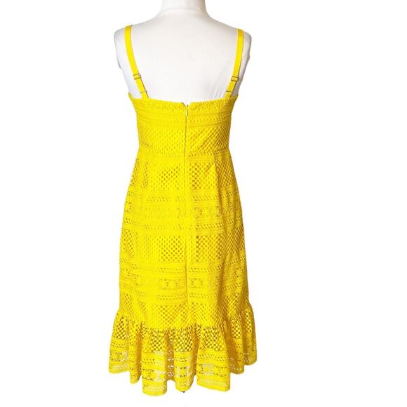 J. Crew Geometric lace midi dress yellow sz 0 - Picture 3 of 9